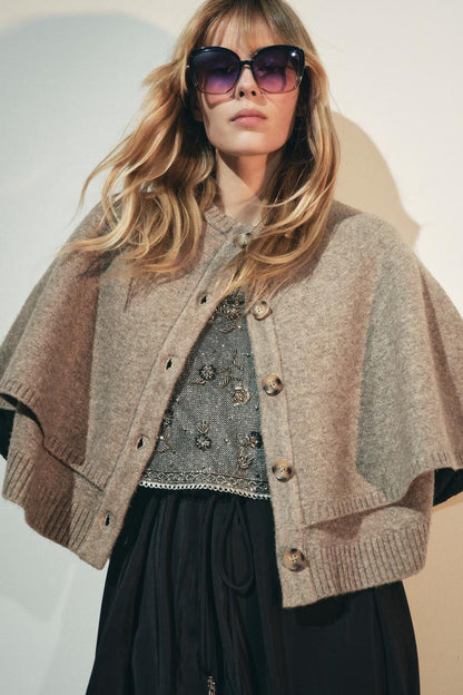 KNIT CAPE JACKET