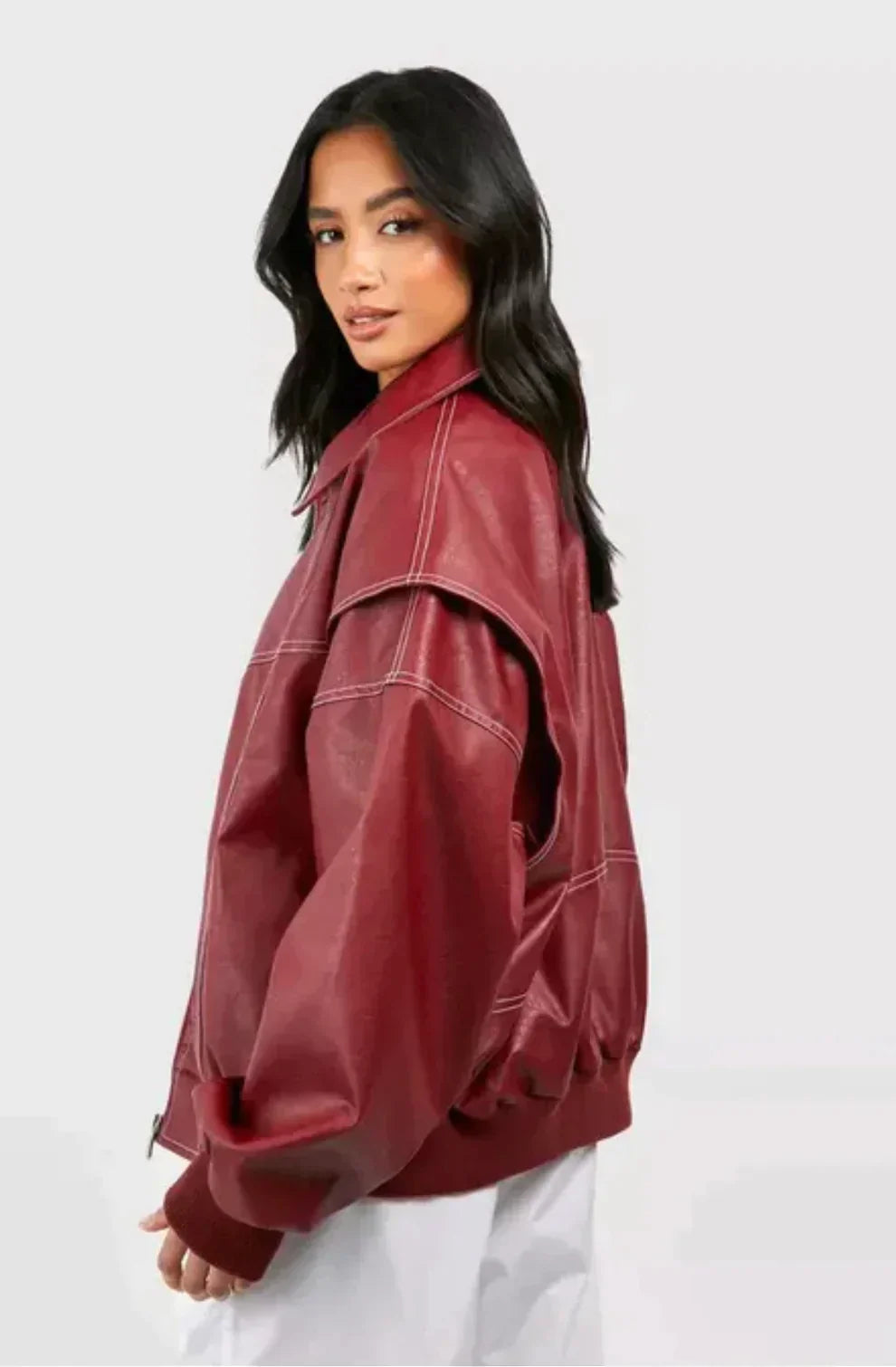 Leather Look Viral Bomber Jacket
