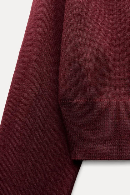 Cropped Knit Sweater with Wide Sleeves