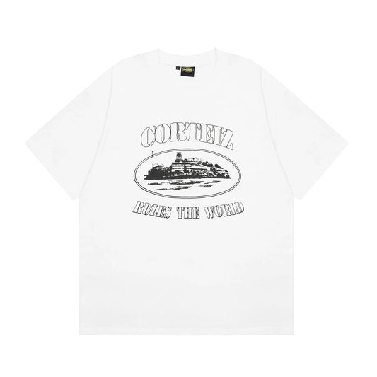 Alcatraz White Black T-shirt - Tygra Clothing