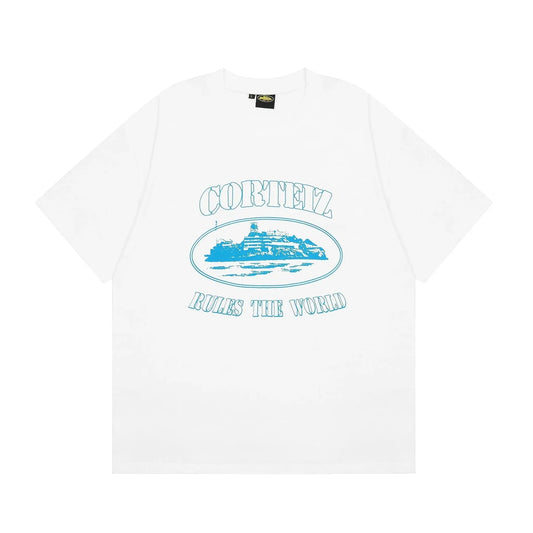 Alcatraz White Blue T-shirt - Tygra Clothing